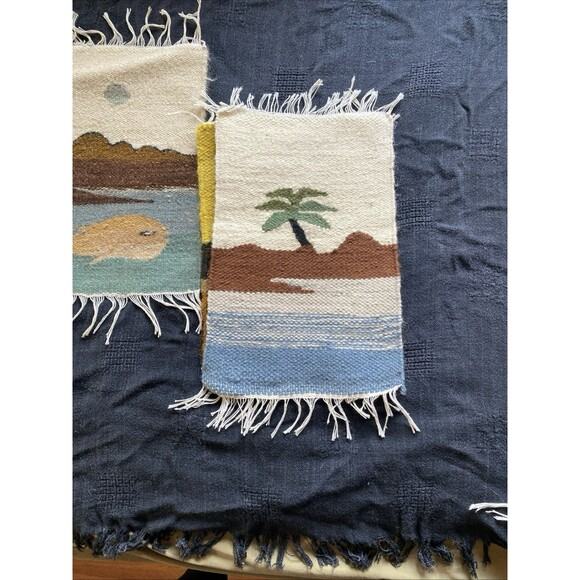 Vintage Kilim Handwoven Set Of 4 Wool Tapestries Wall Hangings. Desert. Ocean. - Picture 13 of 13